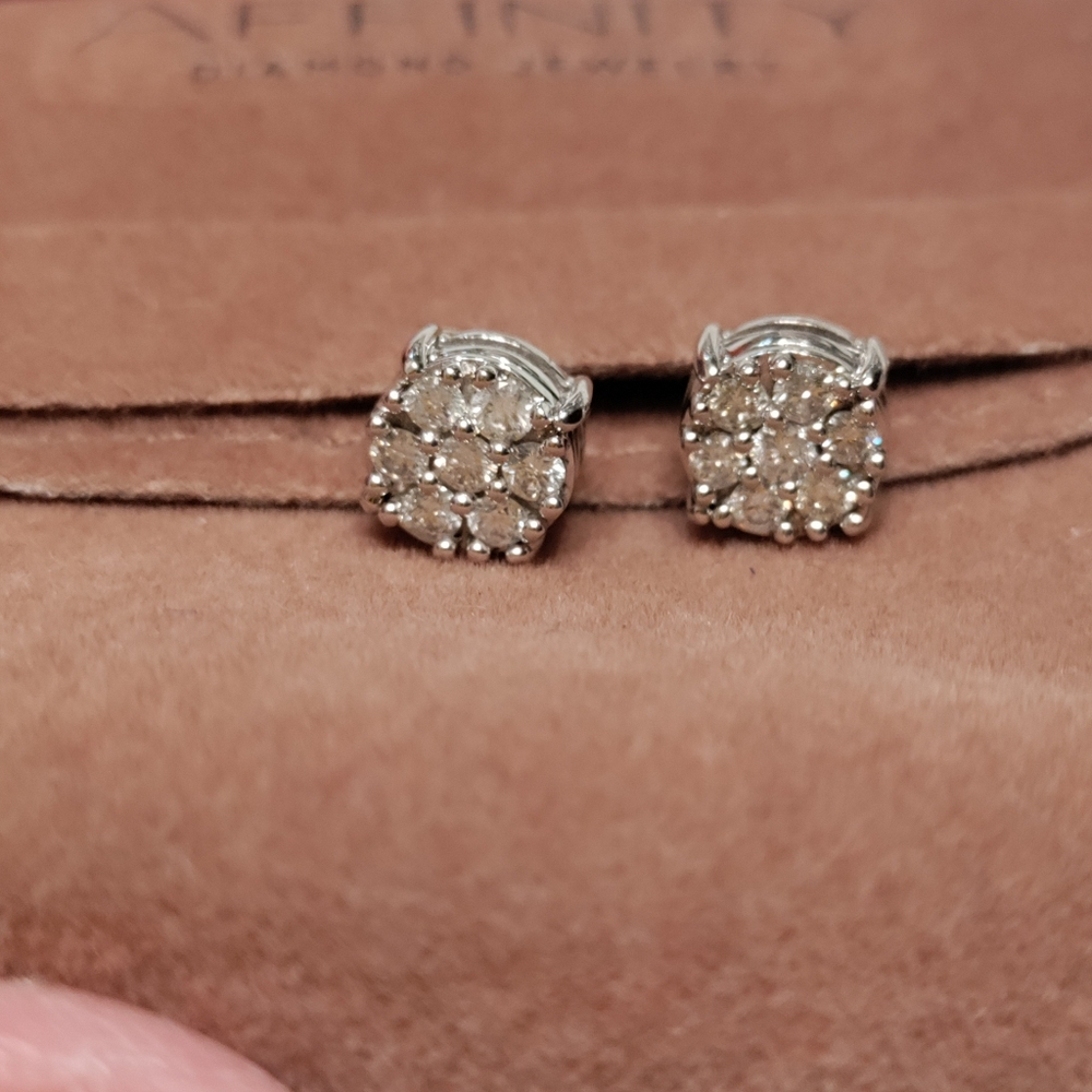 QVC Affinity 1/2ctw Genuine Diamond Earrings In 14 KT White Gold